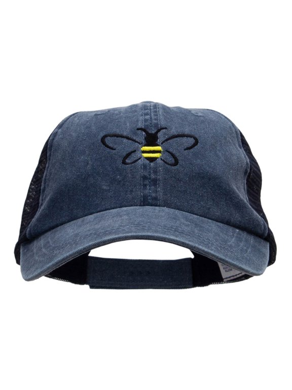 Bumble Bee Embroidered Washed Trucker Cap - Navy Navy OSFM
