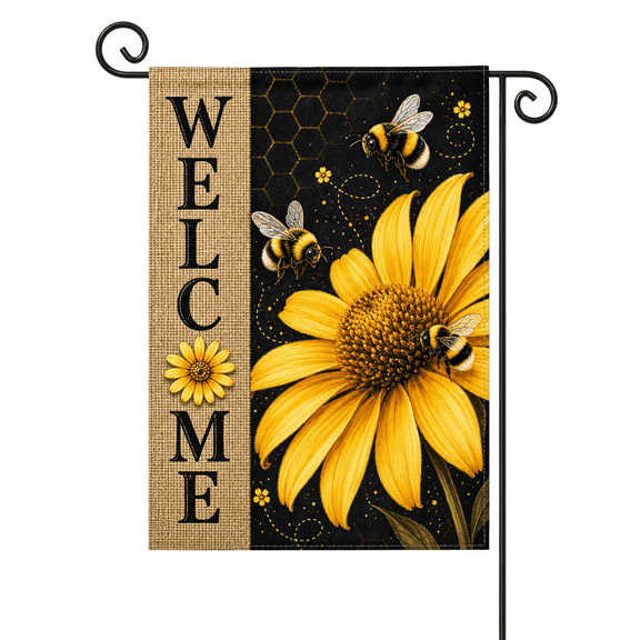 Bumble Bee Garden Flag Welcome Yard Decor for Porch Patio Spring Garden