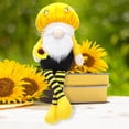 thumbnail image 1 of Bumble Bee Gnomes Plush Long Feet Spring Summer Sunflower Scandinavian Tomte Elf Table Ornaments 13inch Faceless Dwarf Figurines for Home Kitchen Shelf World Bee Day Tiered Tray Decorations, 1 of 3