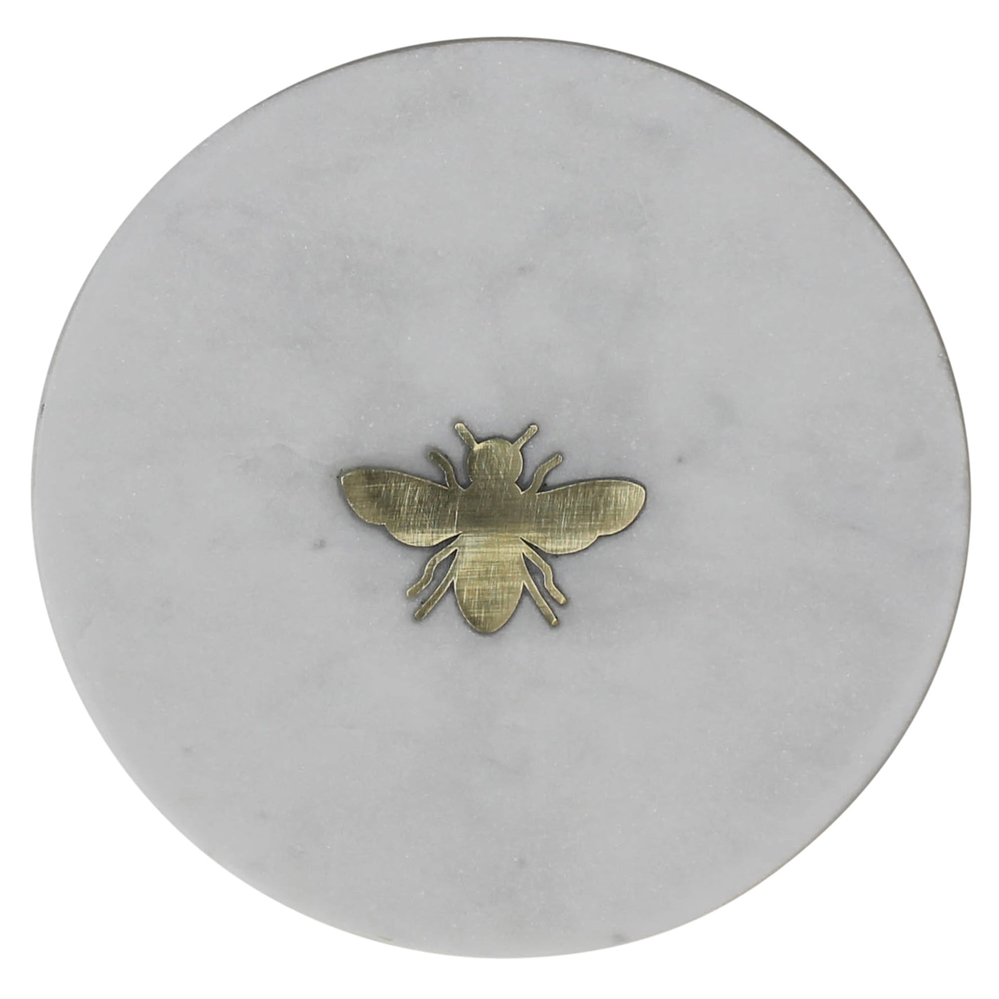 White Marble Serving Tray with Gold Bumble Bee Inlay