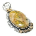 thumbnail image 1 of Bumble Bee Jasper Gemstone 925 Sterling Silver Jewelry Two Tone Pendant 2.48", 1 of 1
