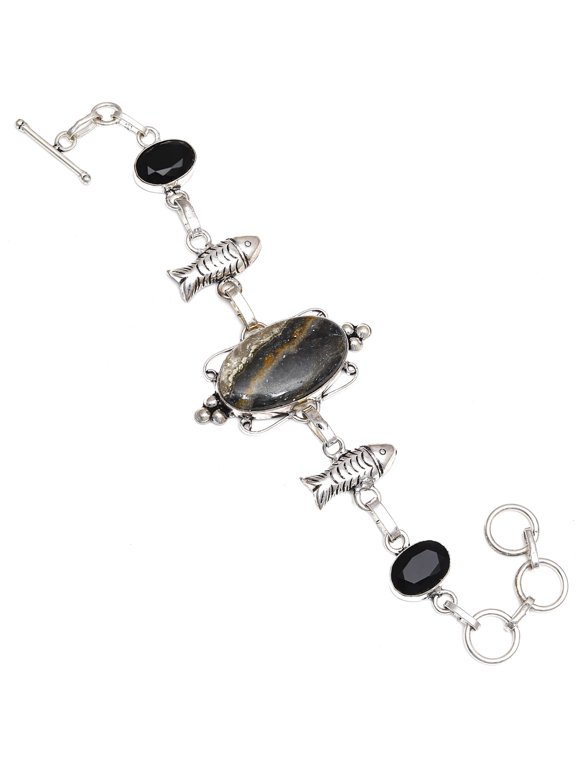 Bumble Bee Jasper Gemstone Friends Jewelry Bracelet 7-8''