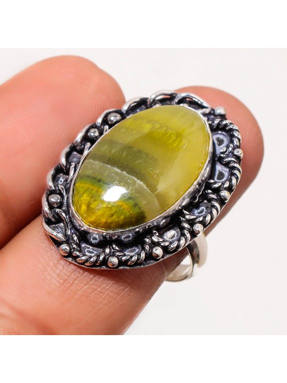 Bumble Bee Jasper Gemstone Handmade Fashion Ethnic Jewelry Ring 8.25" SR 317