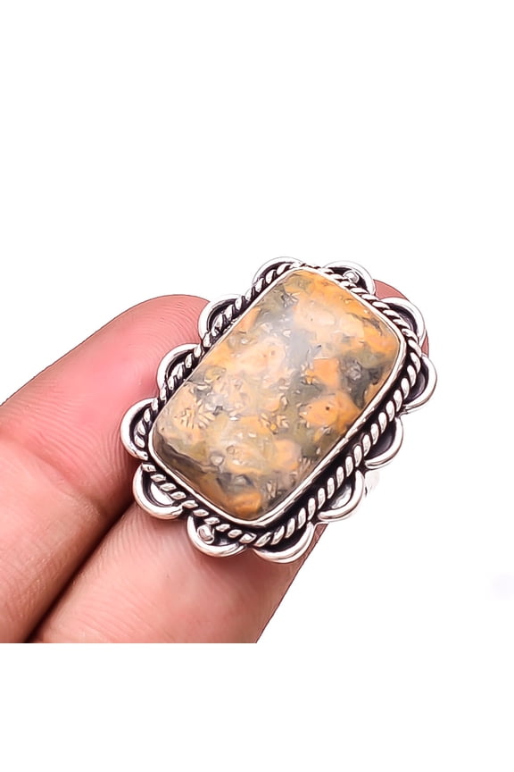 Bumble Bee Jasper - Indonesia Handmade 925 Sterling Silver Ring S.7.5 R1