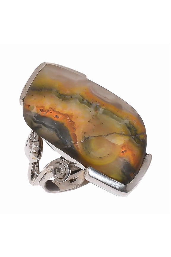 Band Multi-Color Bumble Bee Jasper Rings 925 Sterling, Sterling Silver
