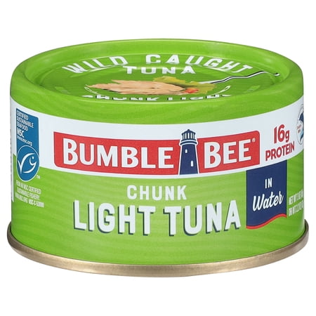 Bumble Bee Chunk Light Tuna, Wild Caught, Gluten Free, 16g Protein per Serving, Ready to Eat, Shelf Stable Pull Tab Can, 3oz