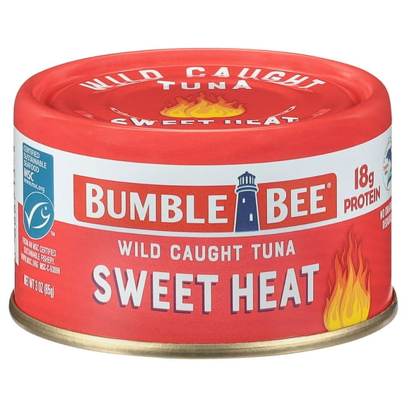 Bumble Bee Sweet Heat Flavored Light Tuna, Wild Caught, Gluten Free, 18g Protein per Serving, Ready to Eat, No Draining, Shelf Stable Pull Tab Can, 3 oz