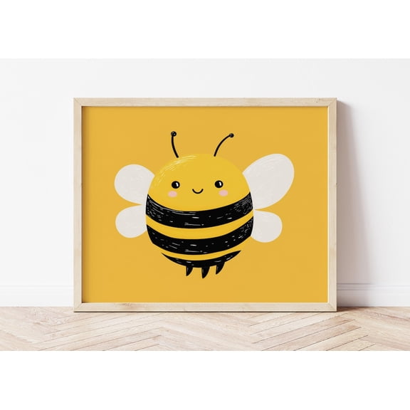 Bumble Bee Nursery Poster: Gender Neutral Room Decor, Unframed Canvas Size 16x24