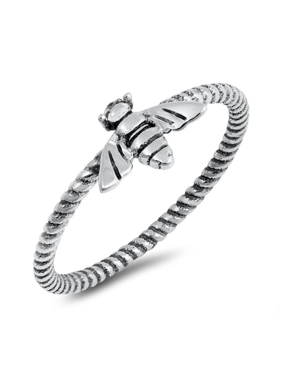 Bumble Bee Oxidized Animal Ring .925 Sterling Silver Honey Jewelry Female Male Unisex Size 5