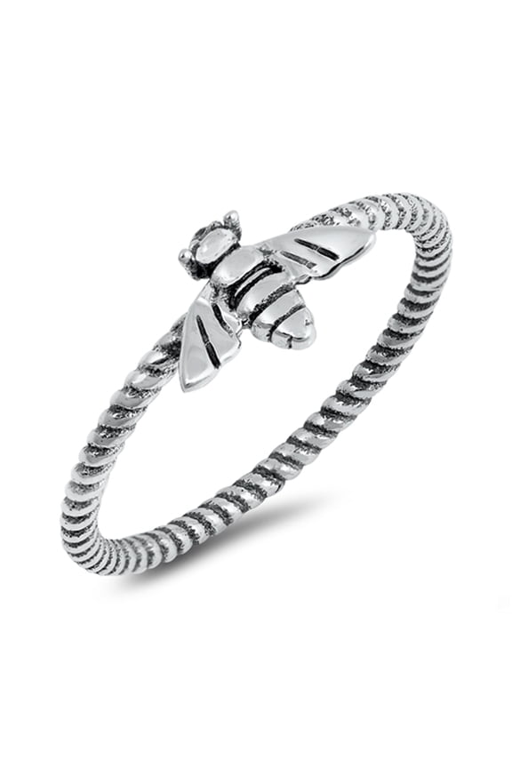 Bumble Bee Oxidized Animal Ring .925 Sterling Silver Honey Jewelry Female Male Unisex Size 8