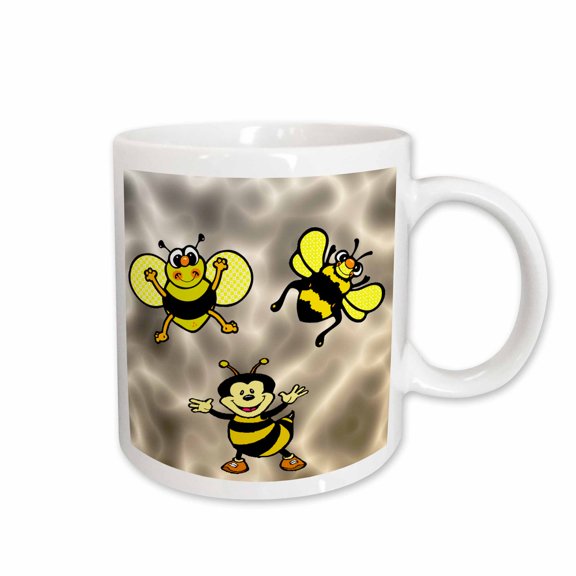 3drose, Bumble Bee Party on Grayish Backround, 15oz Mug