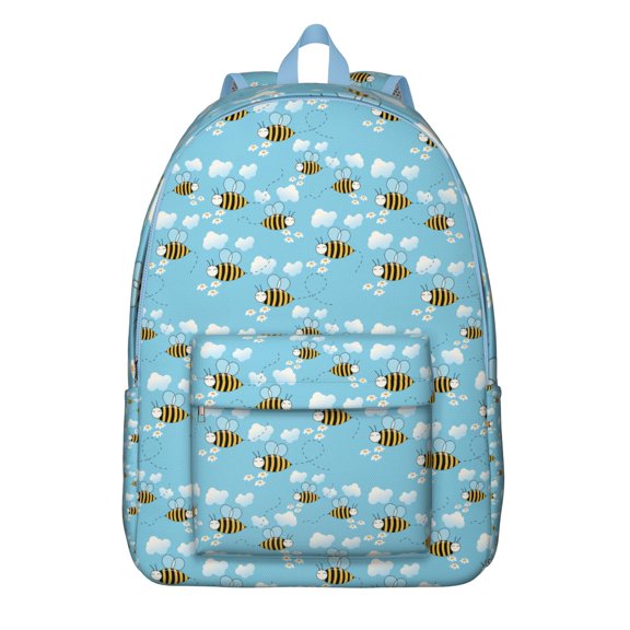 Bumble Bee Pattern Backpack for Teens, Waterproof and Spacious School Bookbag with Honeycomb Print and Cute Cartoon Style