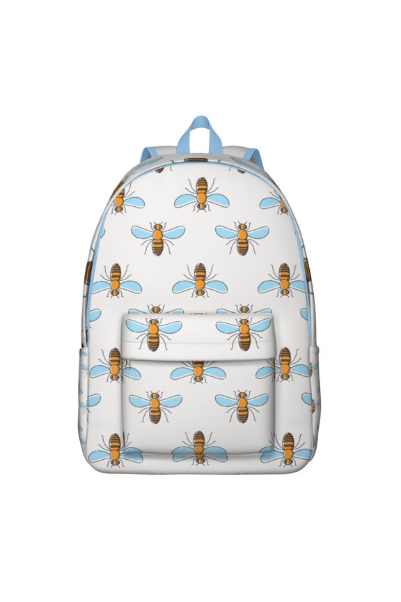 Bumble Bee Pattern Backpack for Teens, Waterproof and Spacious School Bookbag with Honeycomb Print and Cute Cartoon Style