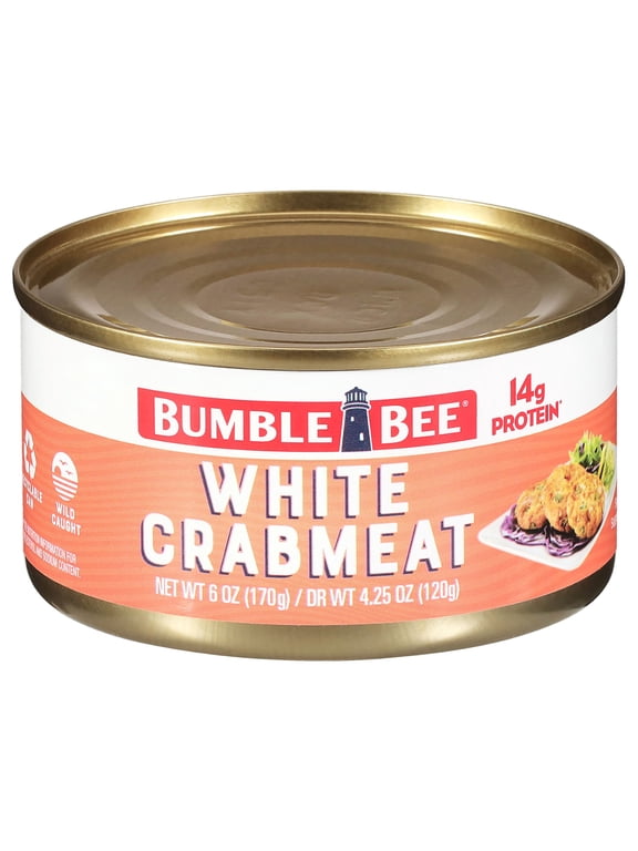 Wild Caught White Crabmeat, 14g Protein Per Serving, Shelf Stable Can, 6oz