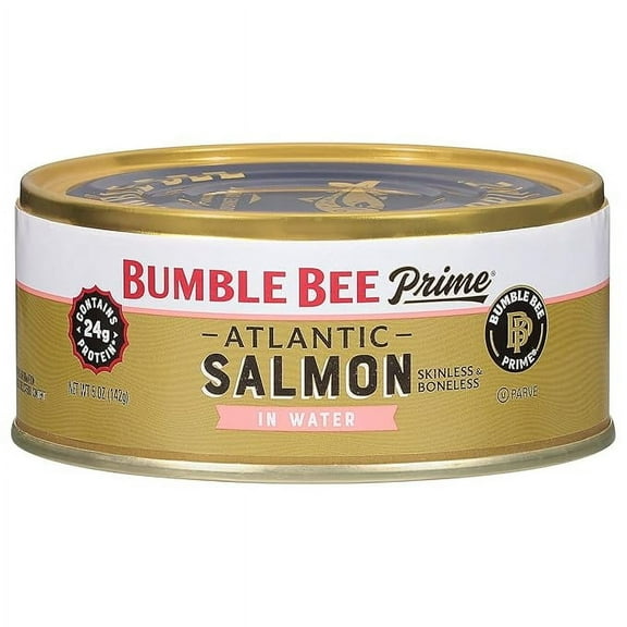 Bumble Bee Prime Atlantic Salmon, 5 oz Can - Premium Salmon - 24g Protein per Serving - Gluten Free & Kosher ( Pack of 2 )