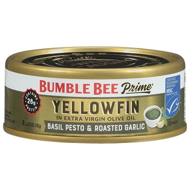 Bumble Bee Prime MSC Yellowfin Solid Light Tuna in Olive Oil Basil Pesto and Roasted Garlic 5oz Can EA