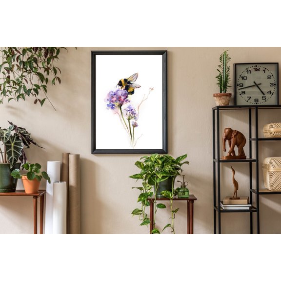 Bumble Bee Print Bee On A Wildflower Nature Fine Art Print Wall Decor Bee Wall Art Botanical Art Print Nature Art