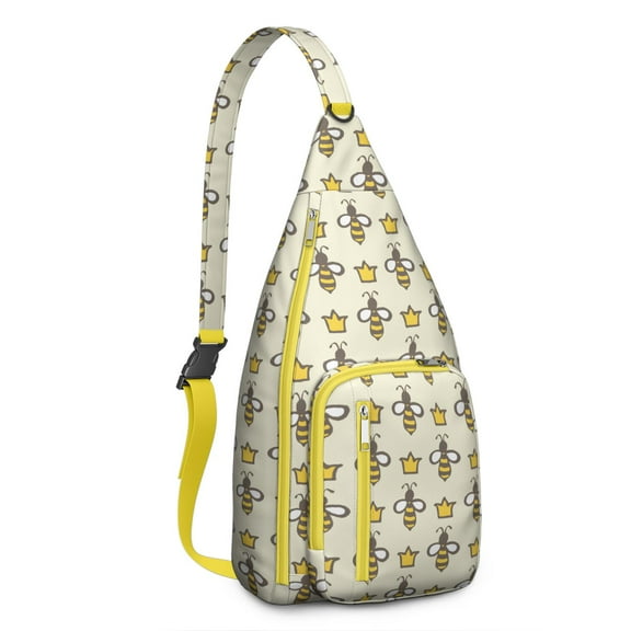 Bumble Bee Print Sling Bag for Women & Men - Waterproof Crossbody Chest Pack, Lightweight Adjustable Shoulder Bag for Hiking/Travel (Cute Honeycomb Design, Bee Lovers Gift, Durable)