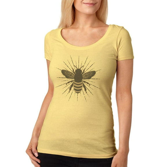 Bumble Bee Rays Womens Soft Scoop T Shirt Yellow Haze X-LG