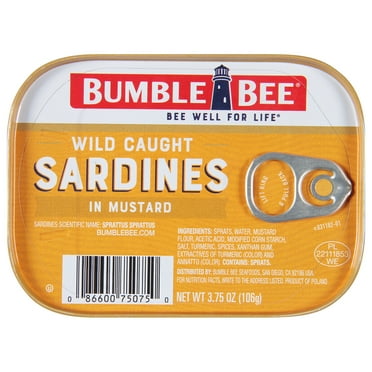 Bumble Bee Sardines In Mustard, 3.75oz, High Protein Food and Snacks