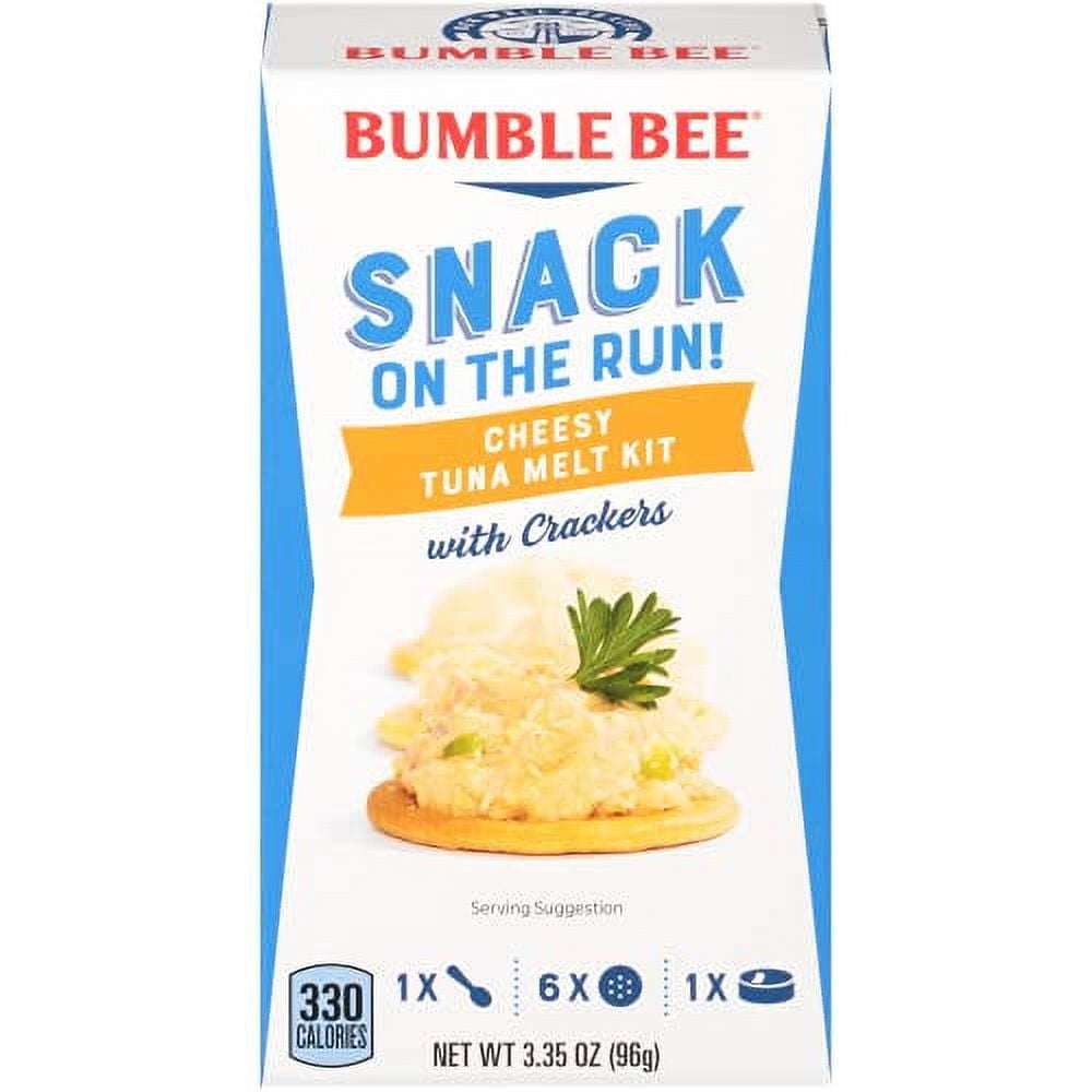 Bumble Bee Snack On The Run Cheesy Tuna Melt With Crackers Kit, 3.35 Oz (Pack Of 12) - Ready To Eat, Spoon Included - Wild Caught Tuna - Shelf Stable & Convenient Protein Snack