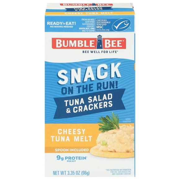 Bumble Bee Snack on The Run Cheesy Tuna Melt with Crackers Kit, Ready to Eat, Shelf Stable, 3.35 oz