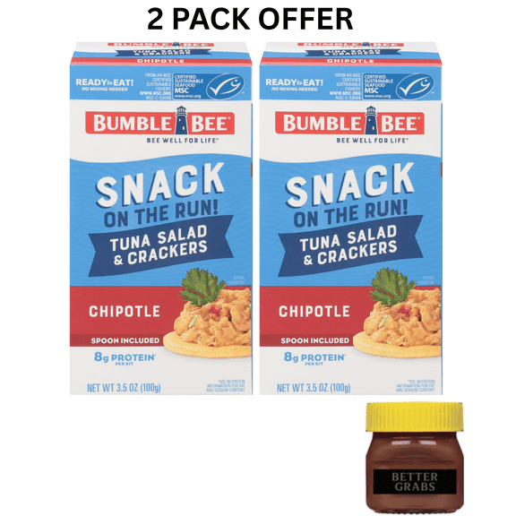 Bumble Bee Snack on The Run Chipotle Flavored Tuna Salad with Crackers Kit, Ready to Eat, Spoon Included, Shelf Stable Box, 3.5 oz