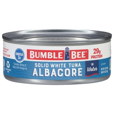Bumble Bee Solid White Albacore Tuna in Water, Wild Caught, Gluten Free, 29g Protein per Serving, Ready to Eat, Shelf Stable Can, 5 oz