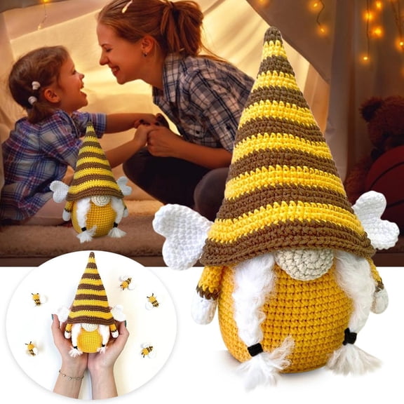 Bumble Bee Striped Gnome Scandinavian Tomte Swedish Honey Bee Elf Home Decoration Cloth Gnome Doll 22cm Tall for Table Shelf Window Sill Tiered Tray Spring Summer Decor Birthday Holiday Gift