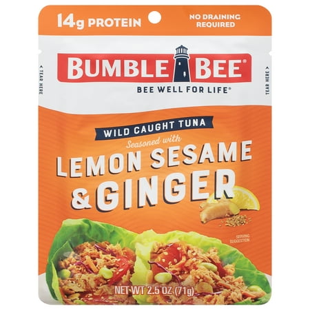 Bumble Bee Tuna Pouch, 13g Protein, Lemon Sesame & Ginger, 2.5 oz Pouch