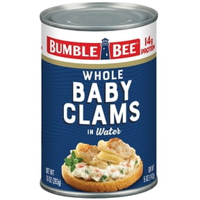 Bumble Bee Whole Baby Canned Clams, 10 Oz Can - Ready To Eat - 13G Protein Per Serving - Gluten Free