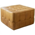 thumbnail image 1 of Bumble Mid-Century Modern 27.5-inch Square Genuine Leather Ottoman inTan, 1 of 3