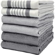 Bumble Premium Kitchen Hand Towels | 100% Cotton 16  x 26  | Absorbent Dish Cloths | 6 Pack Grey