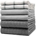 thumbnail image 1 of Bumble Towels Premium Kitchen Towels (20”x 28”, 6pc Pack) Large Cotton Kitchen Hand Towels – Check Flat & Terry Tea Towels Set - Grey Color, 1 of 6