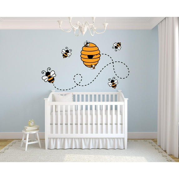 Bumblebee Bee Bees Colorful Honey Animal Decors Wall Sticker Art Design Decal for Girls Boys Kids Room Bedroom Nursery Kindergarten House Fun Home Decor Stickers Wall Art Vinyl Decoration (20x40 inch)
