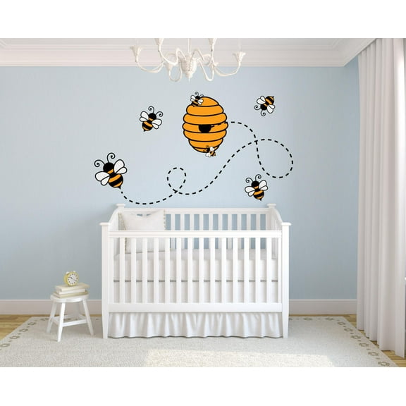 Bumblebee Bee Bees Colorful Honey Animal Decors Wall Sticker Art Design Decal for Girls Boys Kids Room Bedroom Nursery Kindergarten House Fun Home Decor Stickers Wall Art Vinyl Decoration (17x30 inch)