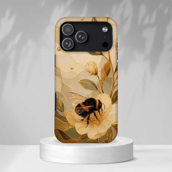 Bumblebee Bee Floral Botanical Garden Tough Phone Case, Dual-Layer Protective Cover for iPhone