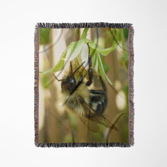 Bumblebee Collecting Nectar, Woven Blanket
