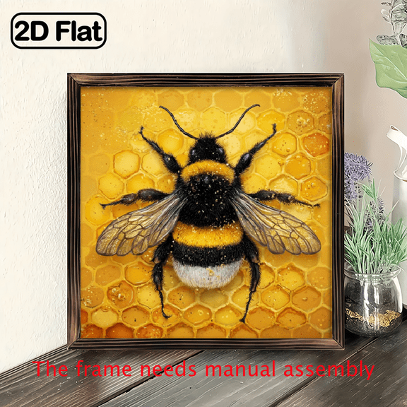Bumblebee Honeycomb Heart Sign, Cute Animal Bee Decor for Home Kitchen Living Room Bedroom, Unique Gift for Bee Lovers, Friends, Family, New Homeowners, 8x8inch Acrylic Hanging Decorative