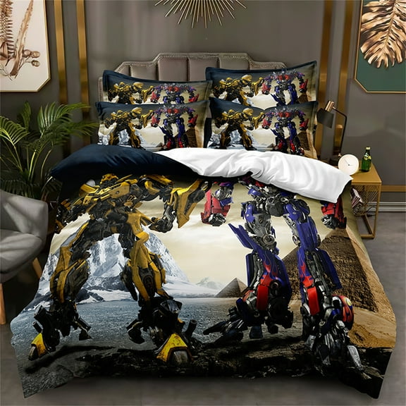 Bumblebee Optimus Prime Bedding Set Soft Breathable Duvet Cover Lightweight Quilt Cover with 2 Pillow Shams,Comforter Not Included