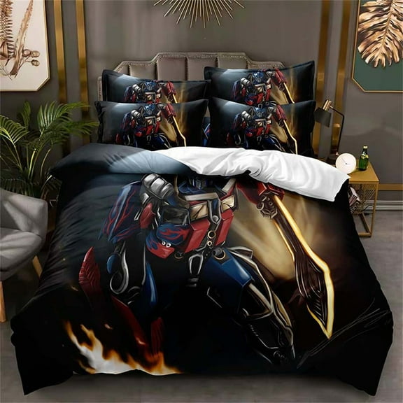 Bumblebee Optimus Prime Bedding Set Soft Breathable Duvet Cover Lightweight Quilt Cover with 2 Pillow Shams,Comforter Not Included