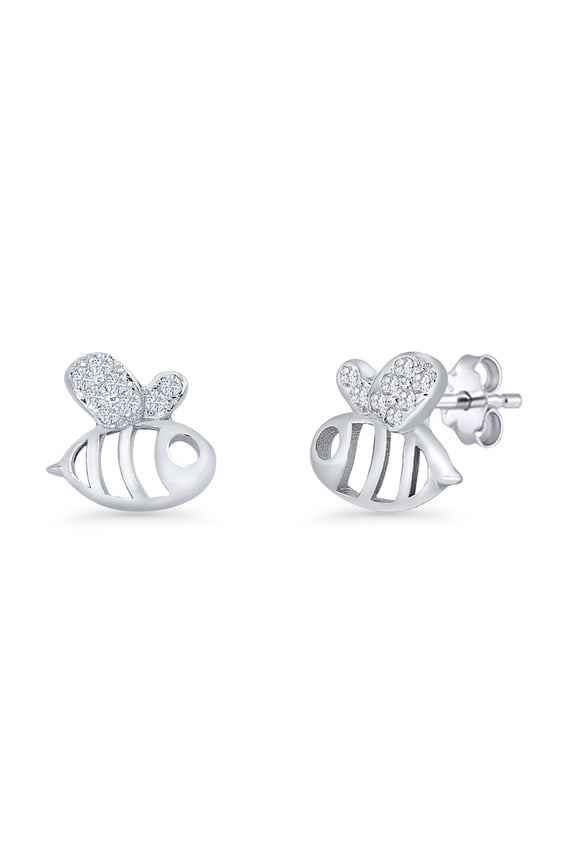 Bumblebee Stud Cluster Earring CZ 925 Sterling Silver 7mm