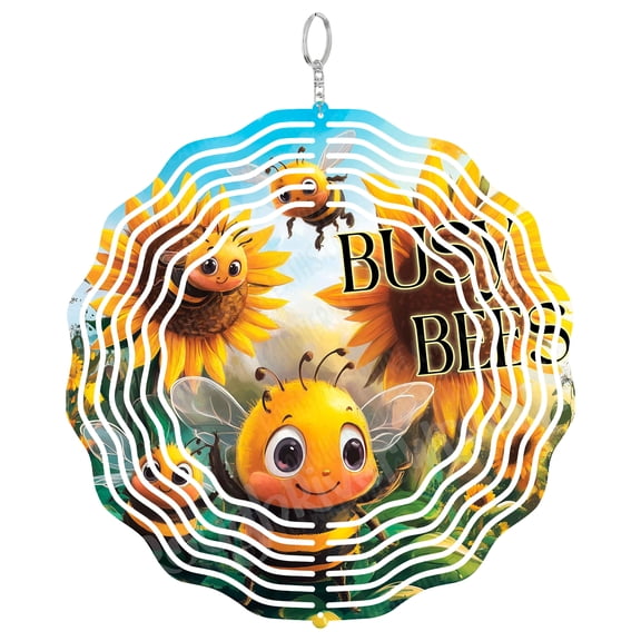 Bumblebee Wind Spinner Metal Outdoor Decor Cute Garden Yellow Black Green