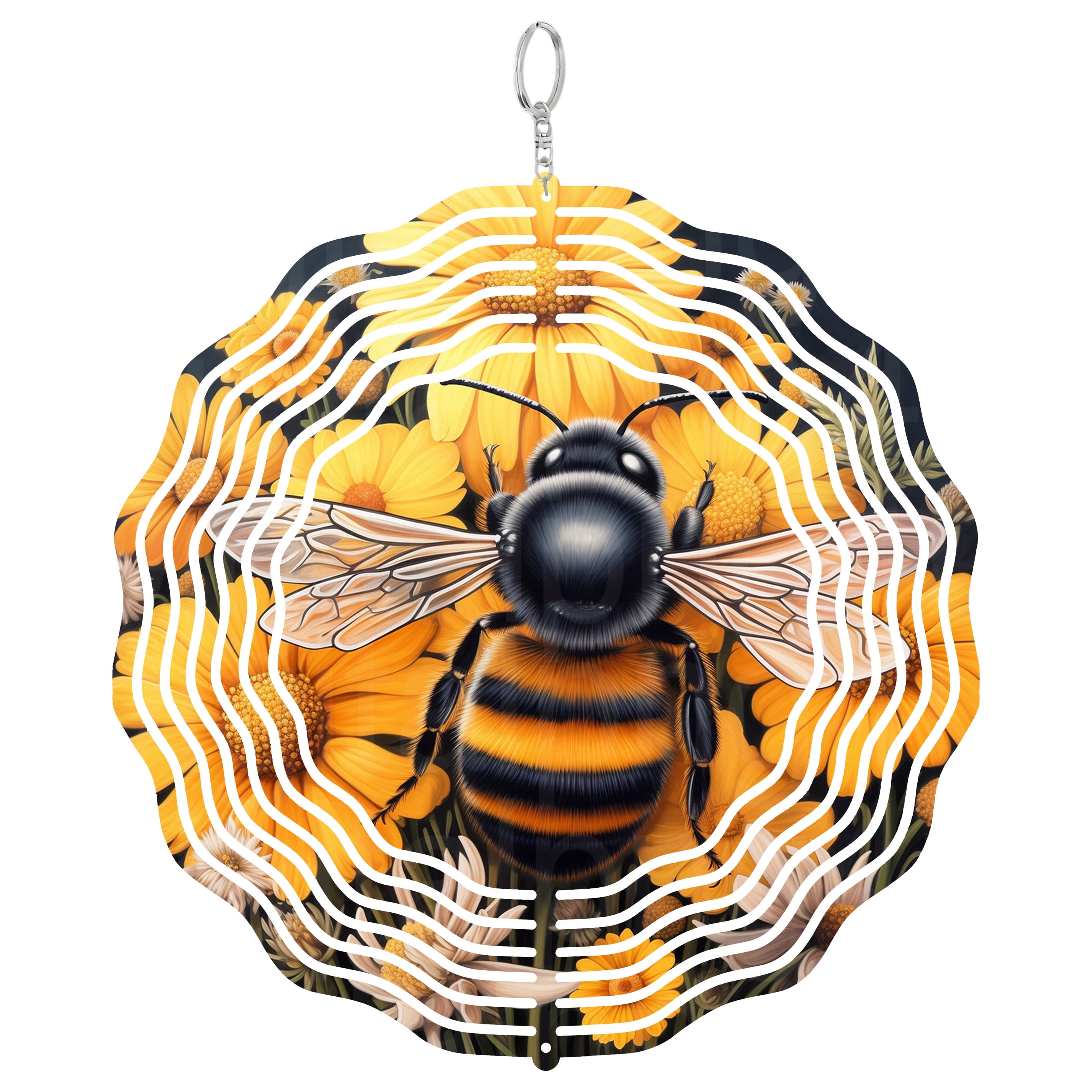 Bumblebee Wind Spinner Metal Outdoor Decor Nature Themed Yellow Black