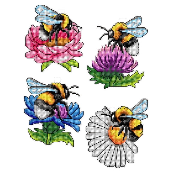 Bumblebees 177CS ounted cross stitch kit with plastic canvas