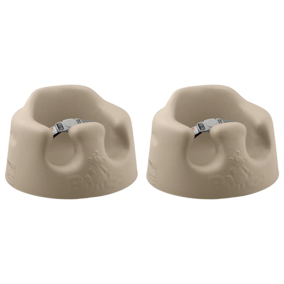 Bumbo Infant Floor Seat Sit Up Chair w/ Adjustable Harness, Taupe (2 Pack)