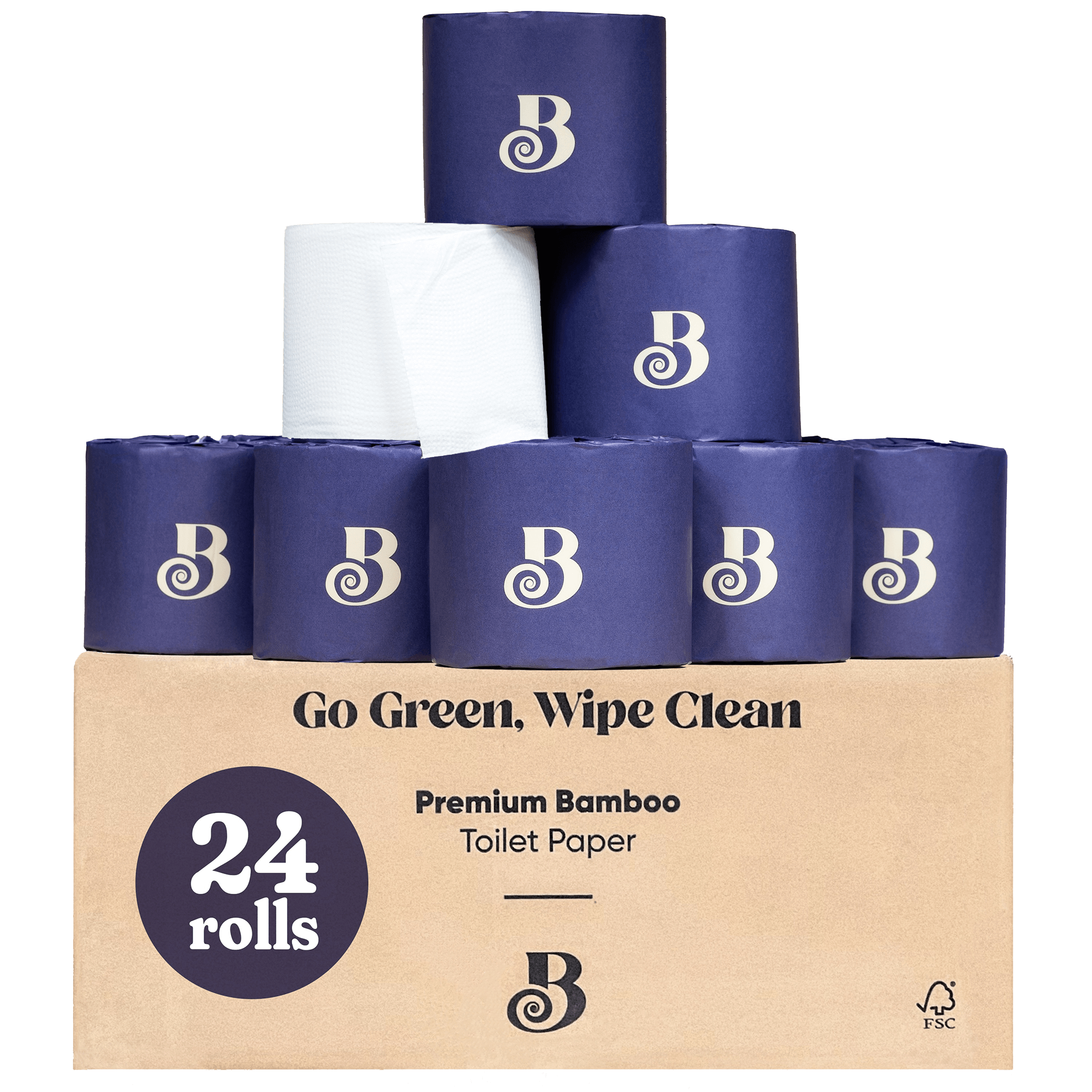 Bumfy Bamboo Toilet Paper, 24 Rolls, 370 Mega Sheets 3Ply, Soft and