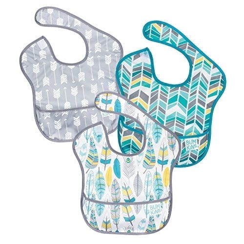 Bumkins Baby Bibs, SuperBib 3-Pack, Baby & Toddler Ages 6-24 Mos (Feathers & Arrows)