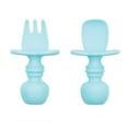 thumbnail image 1 of Bumkins Baby Feeding Chewtensils, Training Fork and Spoon Set, Utensils Ages 6 Mos+ (Blue), 1 of 7