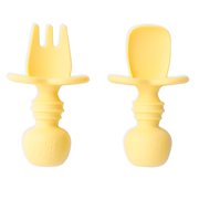 Bumkins Baby Feeding Chewtensils, Training Fork and Spoon Set, Utensils Ages 6 Mos+ (Pineapple)